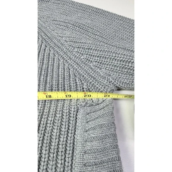 Ugg Poncho Women's Medium Grey Chunky Knit Cowl Neck Sweater Cotton 1k - Picture 9 of 13